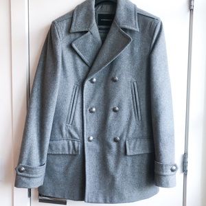 CLUB MONACO MENS Light Grey Wool Coat